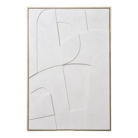 Scandinavian home design - harmony through hyggelig minimalism in Scandi style interior design 20th century Relief canvas picture "Pour Madeleine", minimalist wall decoration in white