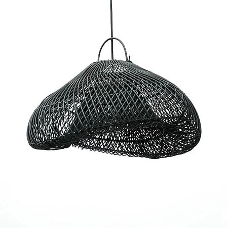 Handgeflochtene Hängeleuchte "Cloud", natürliches Rattan (schwarz)