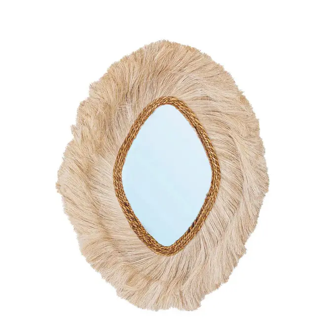 Coastal Bohemian Interior Wand mirrors "La Duchessa", Abacá fibers, nature
