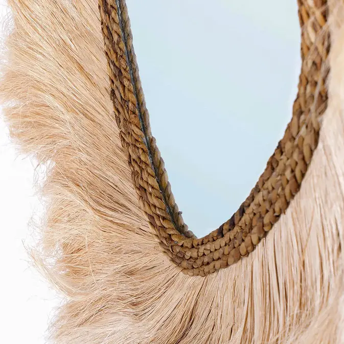 Coastal Bohemian Interior Wand mirrors "La Duchessa", Abacá fibers, nature-Image 4