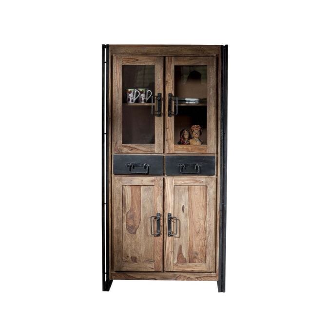 Vitrine „Lumber Palace“ aus massivem Akazien-Holz, Material-Mix – Bild 2