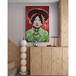 Handgefertigter Gobelin-Wandteppich "Tibetisches Mädchen" von Steve McCurry, schallabsorbierend – Bild 2