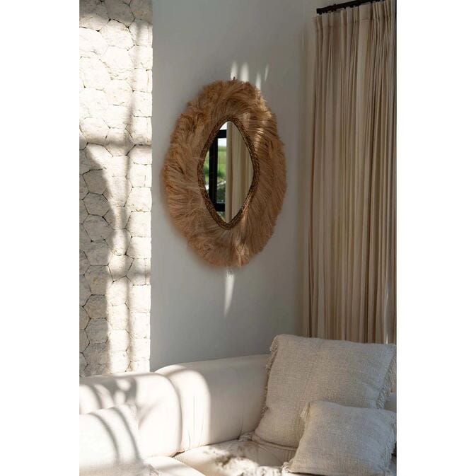 Coastal Bohemian Interior Wand mirrors "La Duchessa", Abacá fibers, nature-Image 2