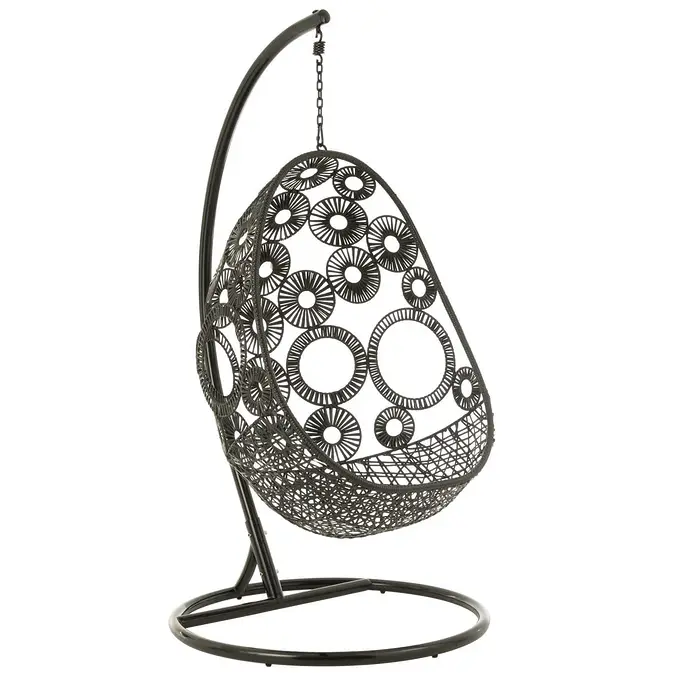 J-Line Hängesessel + Kissen "Bula" aus Aluminium/Rattan, schwarz – Bild 10