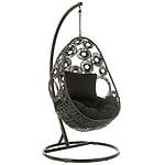 J-Line Hängesessel + Kissen "Bula" aus Aluminium/Rattan, schwarz