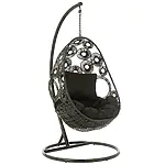 J-Line Hängesessel + Kissen "Bula" aus Metall/Rohrgeflecht, schwarz