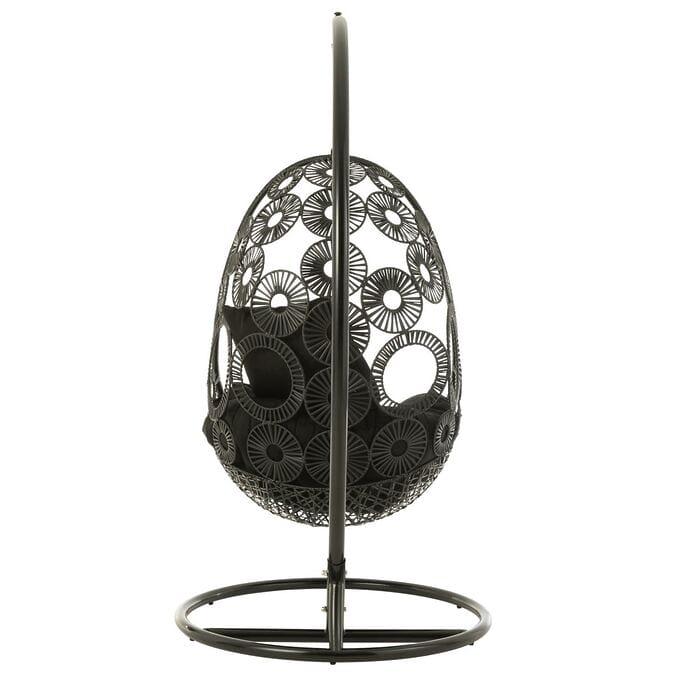 J-Line Hängesessel + Kissen "Bula" aus Aluminium/Rattan, schwarz – Bild 5