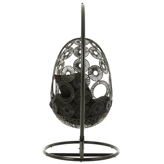 J-Line Hängesessel + Kissen "Bula" aus Aluminium/Rattan, schwarz – Bild 5