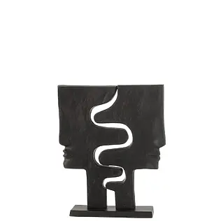 J-Line abstract aluminum figure &quot;Two Faces&quot; on a black foot