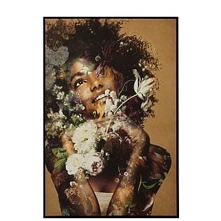 J-line framed mural &quot;Afro Flower Girl&quot;, black shadow joint frame