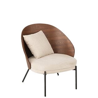 J-Line Loungesessel aus Sperrholz und Metall in Braun/Beige