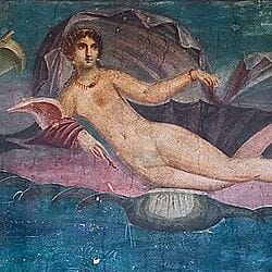 Venus surgiendo del mar, desde la Casa della Venere en Conchiglia, Pompeya. Antes del 79 d.C