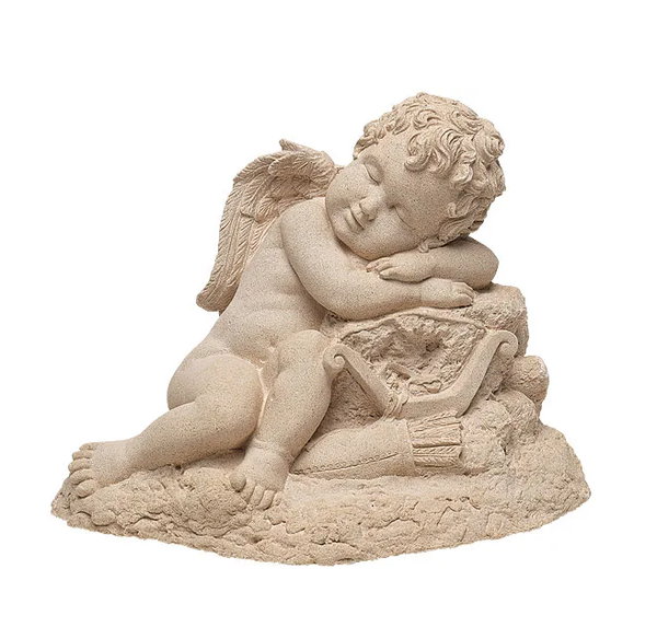 Gartenskulptur "Schlafender Amor", Steinguss