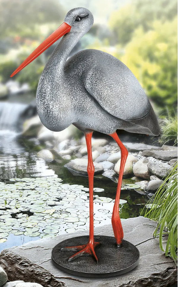 Gartenskulptur Storch aus Aluminium
