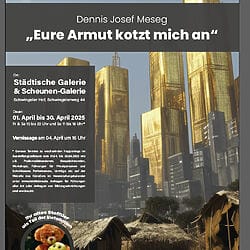 10.000 Kuscheltiere, 10 Tonnen Gewehrmunition, eine Obdachlosen-Zeltstadt – und ein 10.000-Euro-Festmahl, das niemand essen darf - Installatiom "Eure Armut kotzt mich an" des Aktionskünstlers Dennis Josef Meseg