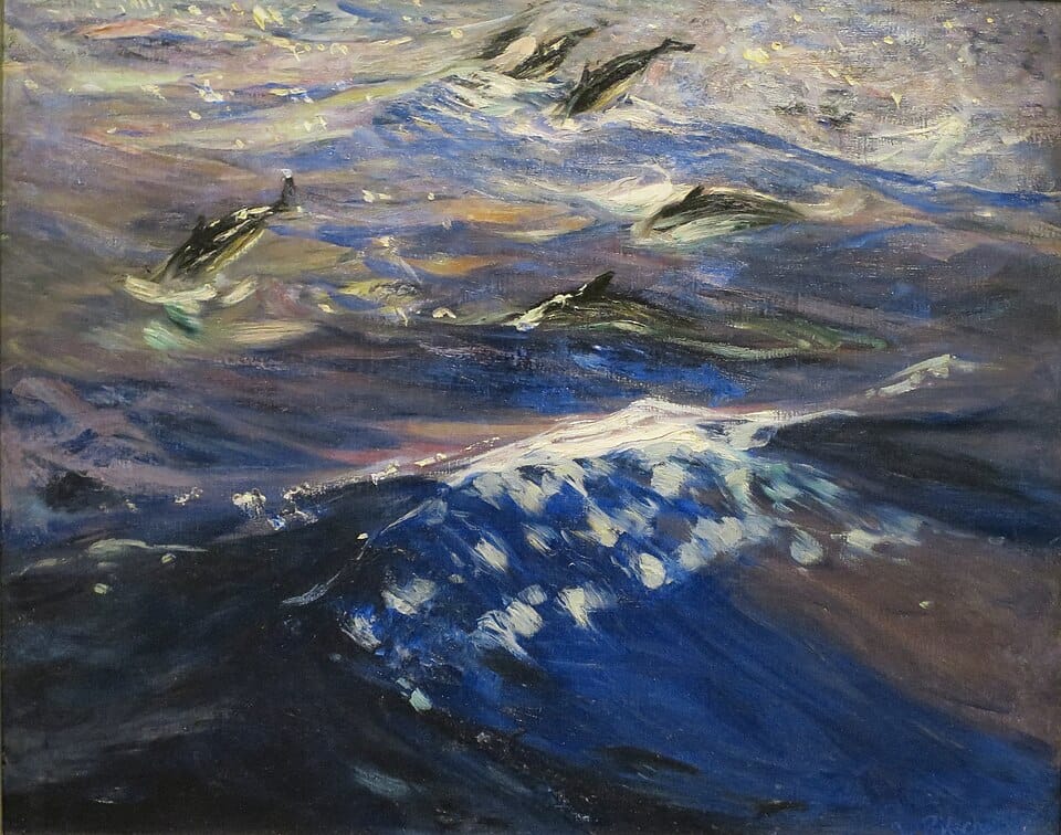 Das Meer 1 (Delfine) von William Frederic Ritschel, Öl auf Leinwand, ca. 1928, Honolulu Museum of Art