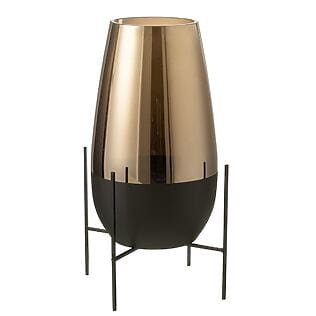 Vase élégant en verre doré « Milan » de J-Line sur base noire (H.47,5 cm)