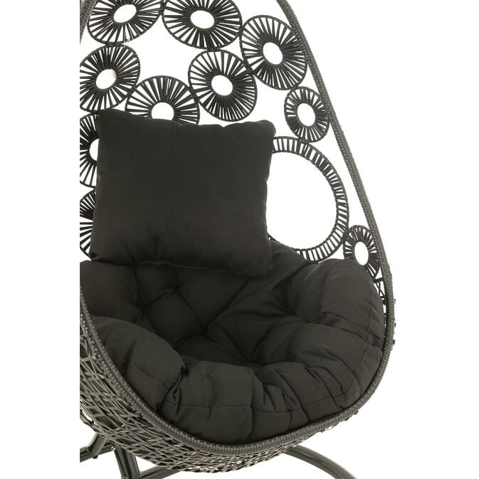 J-Line Hängesessel + Kissen "Bula" aus Aluminium/Rattan, schwarz – Bild 9