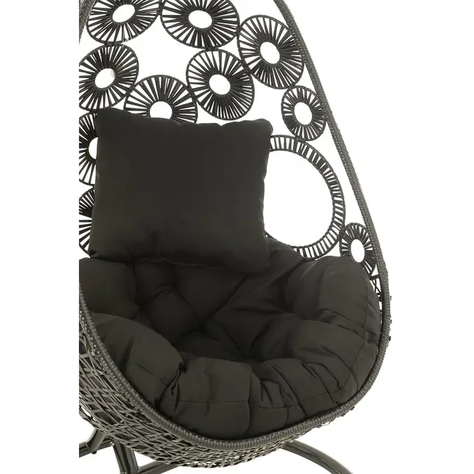 J-Line Hängesessel + Kissen "Bula" aus Aluminium/Rattan, schwarz – Bild 9