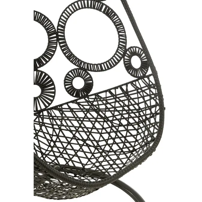 J-Line Hängesessel + Kissen "Bula" aus Aluminium/Rattan, schwarz – Bild 7