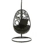 J-Line Hängesessel + Kissen "Bula" aus Aluminium/Rattan, schwarz – Bild 3