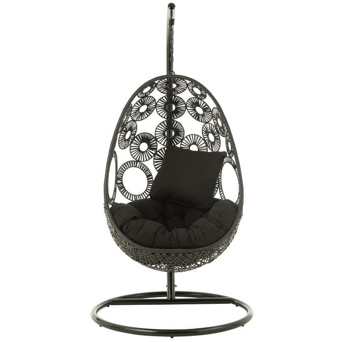 J-Line Hängesessel + Kissen "Bula" aus Aluminium/Rattan, schwarz – Bild 3