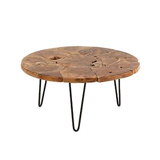 J-line round coffee table &quot;Samuel&quot; made of teak, brown