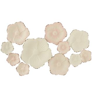 Decorazione murale 3D J-Line “Floral Magic” – quadro in metallo nei toni del rosa tenue e del bianco
