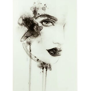 J-Line Wanddekoration Glaskunstdruck "Shade", Aquarellstil (Schwarz/Weiß)