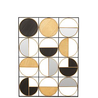 J-Line wall decoration "Rounds" made of metal and round Mirrors elements-gold / black