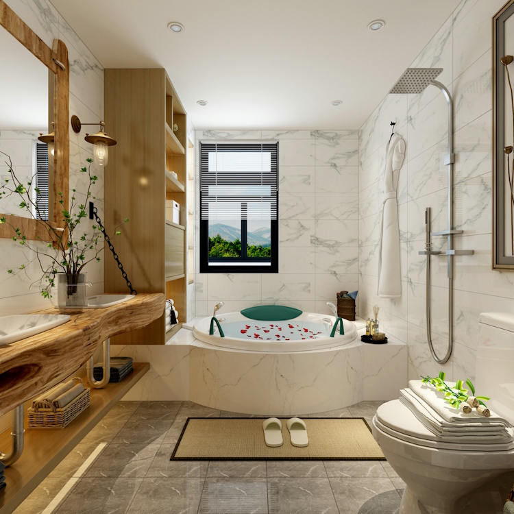 Große Fliesen im Badezimmer sind elegant und zeitlos