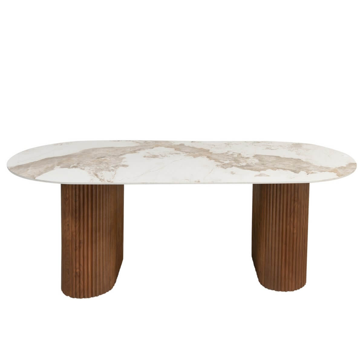 Tavolo da pranzo moderno "Urban Chic" realizzato con piano in ceramica effetto marmo Tavolo da pranzo moderno "Urban Chic" realizzato con piano in ceramica effetto marmo