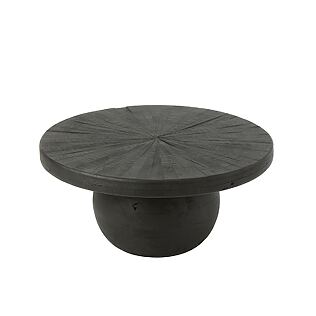 J -Line Runder Couchtisch "Bol Shanil" im Bohème Stil – Holz – Schwarz