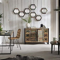 Sideboard made of colorful reclaimed wood (Factory Design / Shabby Chic)