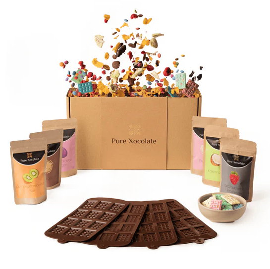 Originelle Geschenkidee: 4er-Partyset für Kinder Schokolade selber machen (Minitafeln)