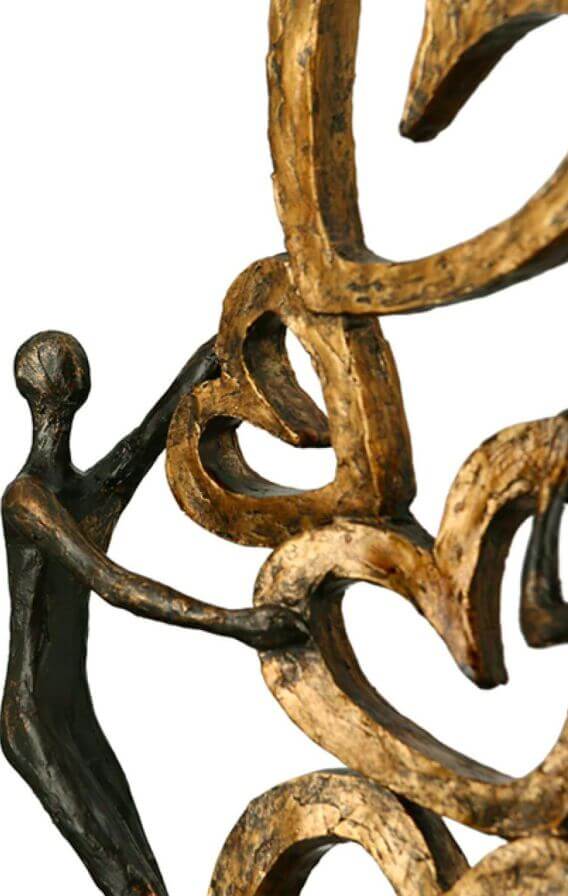 Bronzefarbene Poly-Skulptur "Herz auf Herz" mit goldfarbener Herzpyramide Bronzefarbene Poly-Skulptur "Herz auf Herz" mit goldfarbener Herzpyramide – Bild 4