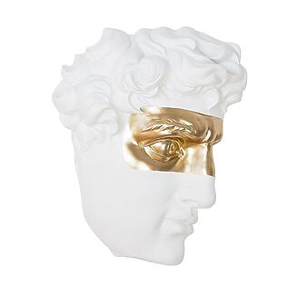 Wandrelief "Modern David", mattweißes Kunstharz mit goldenem Akzent