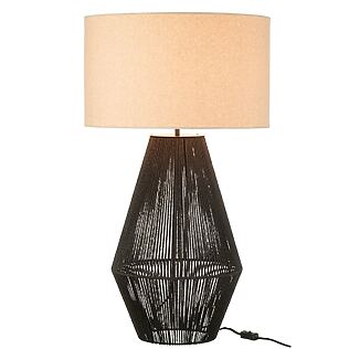 J-Line Minimalistische Tischlampe "Black Strings", filigranes Metall mit Lampenschirm aus Papier