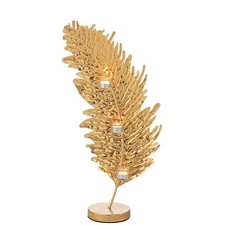 J-Line Pompous tealight holder &quot;Golden Feather&quot;, metal and gold leaf