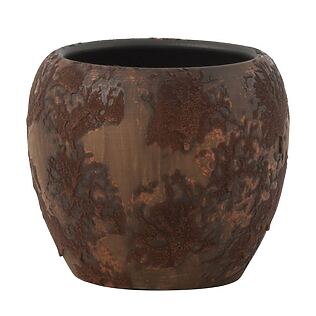 J-Line Runder Blumentopf "Terra" aus Keramik, erdige Optik (Ø 25 cm)