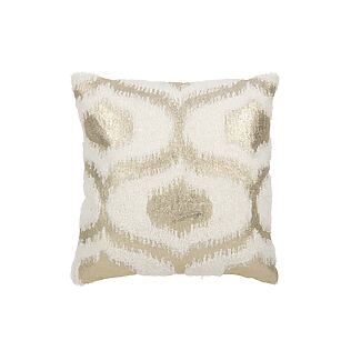 Coussin en coton blanc J-Line « Doré » avec imprimé feuille d&#39;or