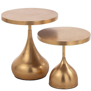 J-Line Glamouröses Set mit 2 Beistelltischen aus Metall in Tropfenform, goldfarben