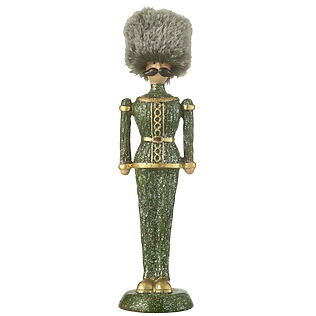 J-Line Nutcracker &quot;Extraordinaire&quot; with faux fur hat, glittering resin (green)