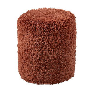 J-Line Flauschiger Sitzhocker "Fluffy", kupferfarbener Pouf in Zylinderform
