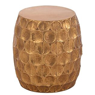J-Line Luxuriöser Metall-Hocker "Panorama", goldfarbene Veredelung