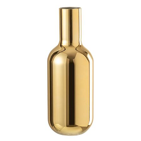 J -Line Dekorative Vase „Golden Bottle" aus goldbeschichtetem Glas, H.32 cm