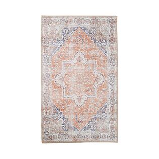 Vintage Teppich "Havanna" aus Chenille-Polyester, Beige/Blau/Orange, 160 x 230 cm