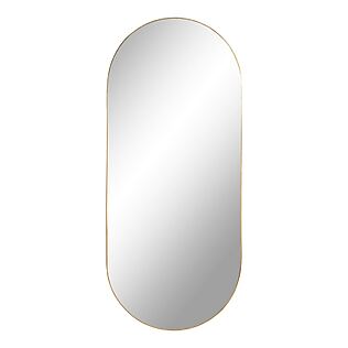 Miroir ovale fin « Jersey », aspect laiton, acier (35 x 80 cm)