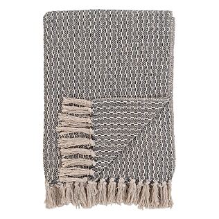 Cort Plaid in Dunkelgrau-Weiß-Muster, 100% recycelte Baumwolle (130x160 cm)