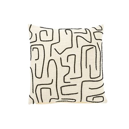 J-Line dekoratives Kissen "Streifen / Schleifen", Baumwolle (Weiß / Schwarz)